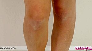 Super cute blonde shows amazing body on sofa 😍