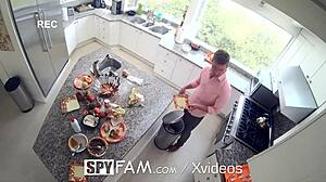 Spyfam Step Sis Banged Hard in Kitchen on Thanksgiving