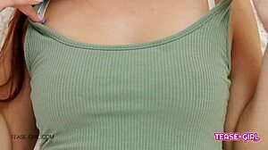 Super cute blonde shows amazing body on sofa 😍