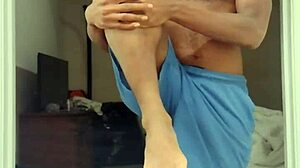 Brunette woman in stockings during work session nine