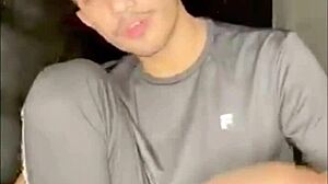 Gay guy jerks off hard until he cums