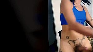 ts angelique monroe explores food fetish by fucking a melon and cumming