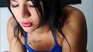 ts angelique monroe explores food fetish by fucking a melon and cumming