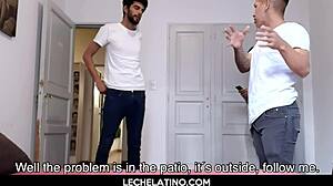 big dick latinos hot gay threesome and facial cumshot