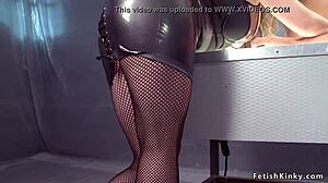 Dom in Fishnets with Busty Lesbian