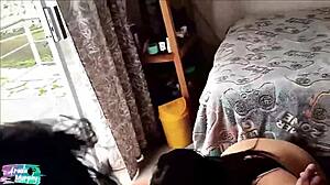 naughty latina sucks mom's new boyfriend's cock with natural tits