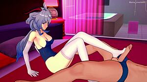 Ganyu footjob wearing only swimsuit version