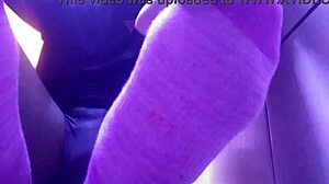 showing my new pink socks and tired feet