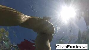 Olivia has some summer fun in the pool