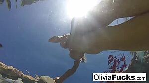 Olivia has some summer fun in the pool