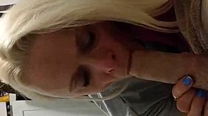 johnny enjoys a subtle blowjob from the blonde beauty