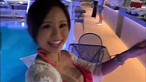 asian girl squirts during creampie