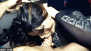 Andy-Star bangs a German trans hard in tight leggings.