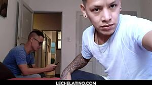 big dick latinos hot gay threesome and facial cumshot