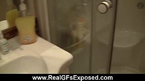 wild ex girlfriend couple fucks in bathroom shower with blowjob