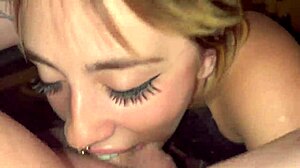 Cum-hungry babe gags on messy deepthroat cock action