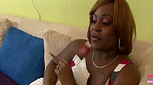 Ebony BBW deepthroats big cock in garage doggy