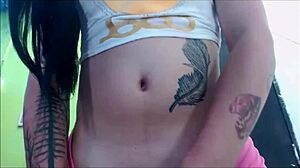 trans babe in pink undies masturbates on webcam