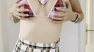 Beautiful student masturbates in the shower, so hot! 🔥