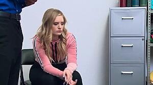 Horny blonde thief caught in the shop