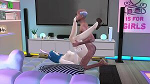 Young girl makes a deal with her grandfather in cartoon style