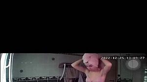 hidden cam spies on teen blonde french girl bathing in shower