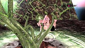 Cute girl rides dick in 3D animation