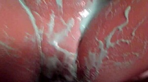 Oily wife turns messy while getting pounded hard