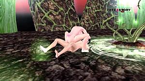 Cute girl rides dick in 3D animation