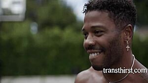 Hot & Pretty Tranny Fucks 2 Dudes Playing Ball