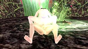 Cute girl rides dick in 3D animation