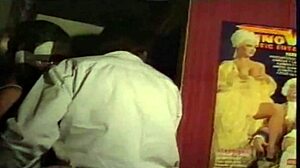 French slut gets anal fucked in sex shop orgy