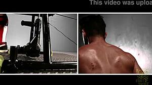 rim chair machine rims bound gay pornstar in bdsm.