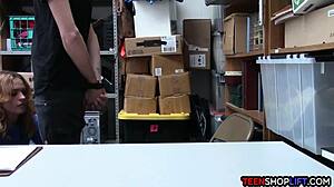 blonde milf lp officer feels so aroused fucking the shoplifter's cock in her back office
