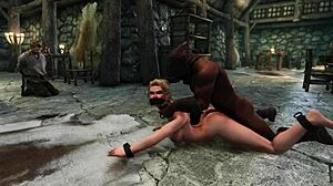 i play skyrim and watch sexy wife gerdur get bound for rough anal