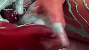 Oily wife turns messy while getting pounded hard