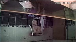 hidden cam spies on teen blonde french girl bathing in shower