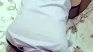 Young Asian girlfriend bent over in doggystyle with wet pussy