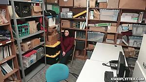 monica saige rides officer in shop