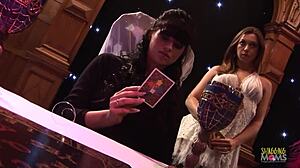 Summoning the demonic blonde milf turns into an anal group sex party with plenty of cocks and brunettes