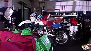 Biker chick, want your ride fixed? Give blowjobs to both guys!