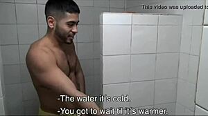 latinos engage in detailed gay fucking in the showers, showing every action and role