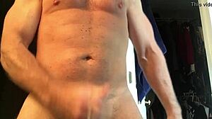 This muscular bodybuilder finds it hard to cum solo