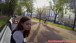 cocksucking babe gets pov fucked in doggystyle on spycam