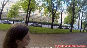 cocksucking babe gets pov fucked in doggystyle on spycam