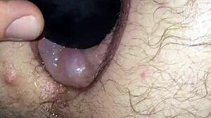 Fucking My Puffy Man Pussy With A Toy Hard And Deep.