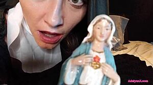 adalynnx plays naughty nun with wild anal