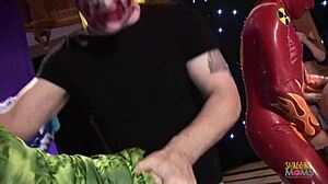 Summoning the demonic blonde milf turns into an anal group sex party with plenty of cocks and brunettes