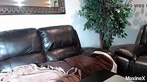 Brunette Maxine squirts in lingerie, teasing anal