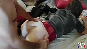 French Amateur In Leather Gets Spanked And Rimmed